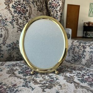 Shiny Gold Oval Tabletop Photo Frame with Ball Feet